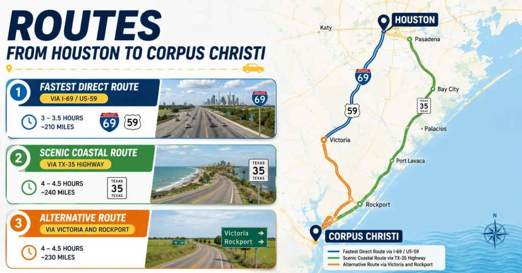  Routes from Houston to Corpus Christi